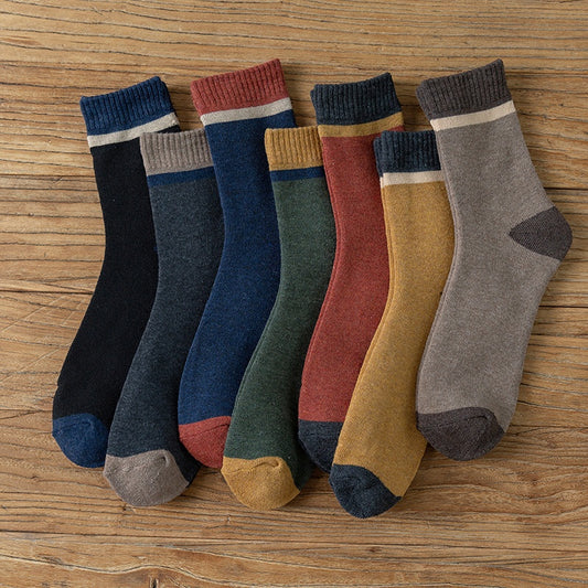 Men's Extra Thick Thermal Vintage Color Matching Terry Tube Socks