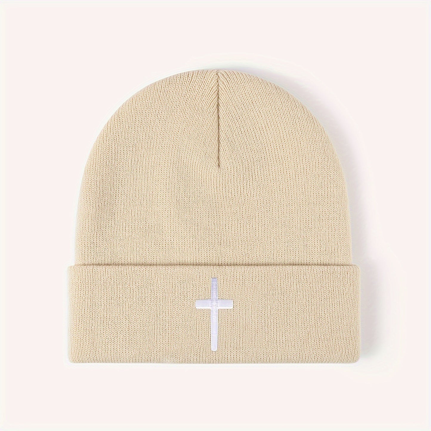 All-match Embroidered Cross Acrylic Knitted Cap Outdoor Keep Warm