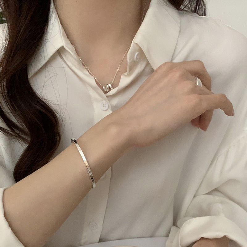 Japanese And Korean Minimalist Silver Bracelet For Women