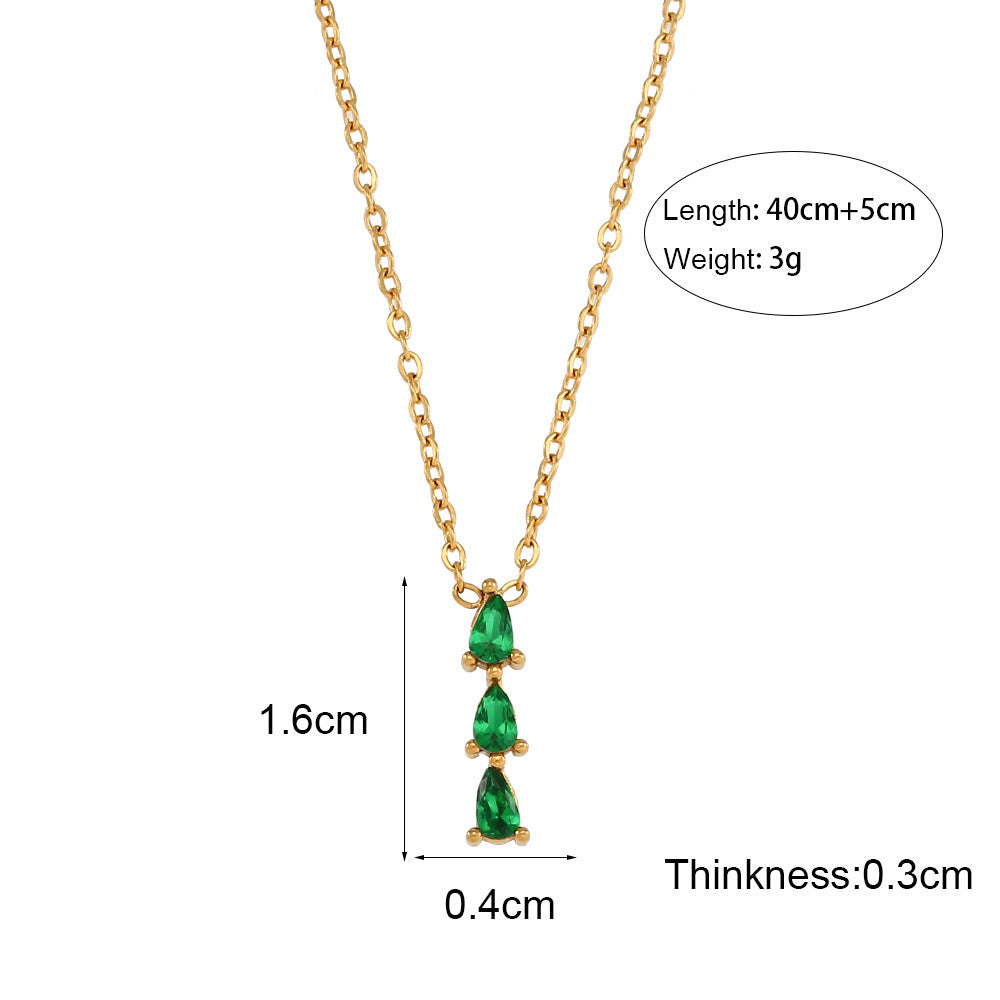 Three Diamond Bamboo Joint Pendant Necklace