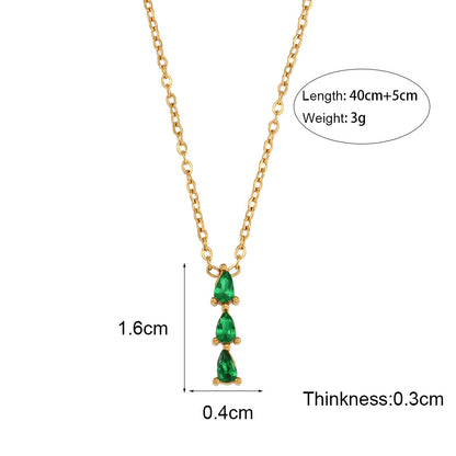 Three Diamond Bamboo Joint Pendant Necklace