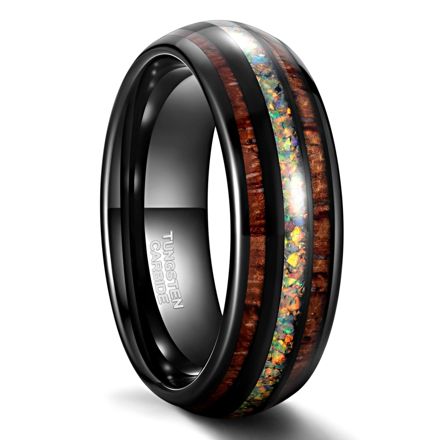 Wide Black Curved Tungsten Steel Ring For Men