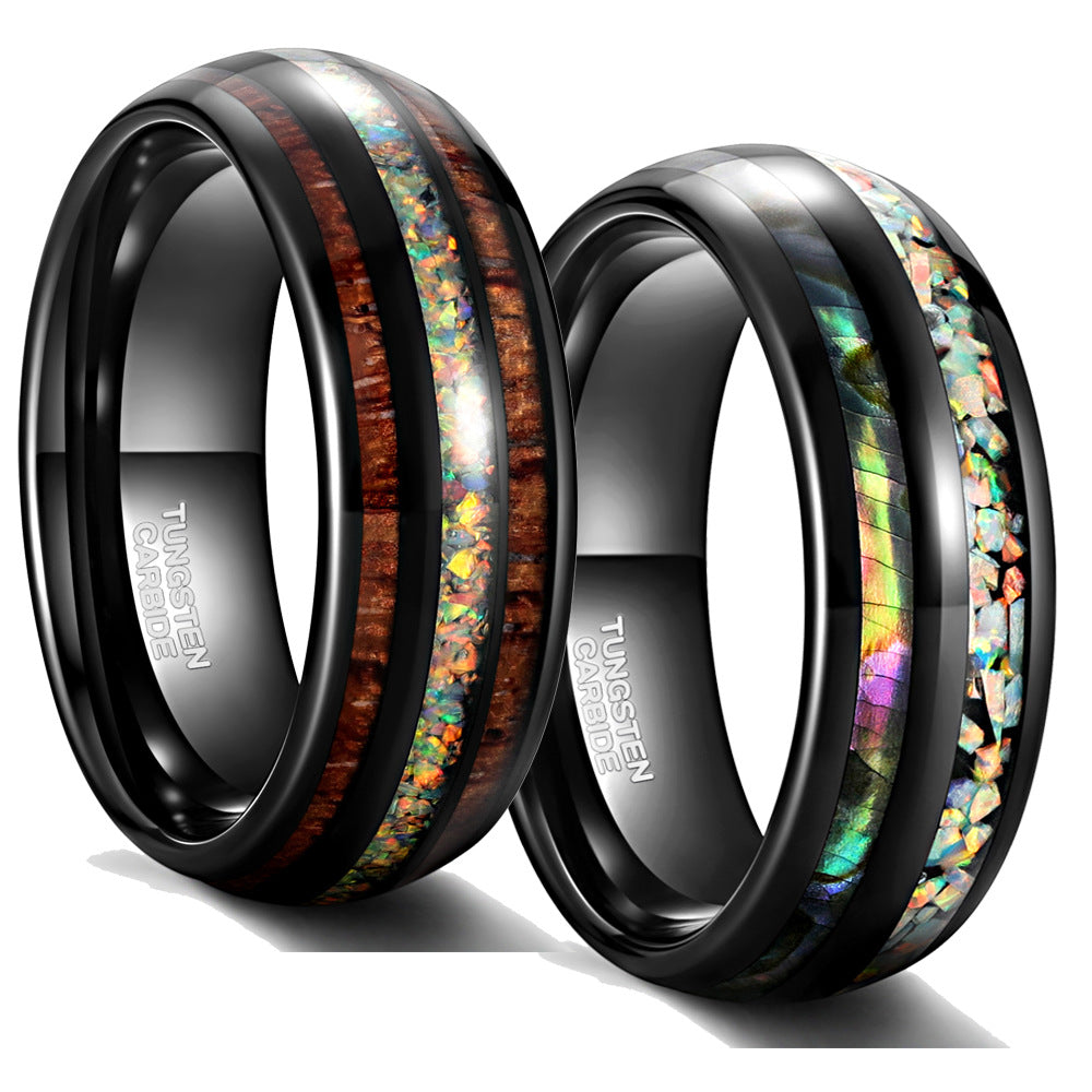 Wide Black Curved Tungsten Steel Ring For Men