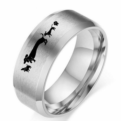 European And American Dachshund Ring Laser Marking Stainless Steel