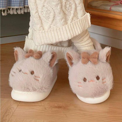 Cute Girl Heart Cartoon Cat Cotton Slippers