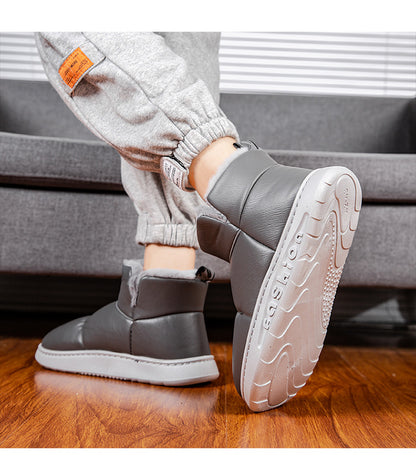 Winter Fleece-lined Warm Bread Shoes High-top Leather Men's Casual