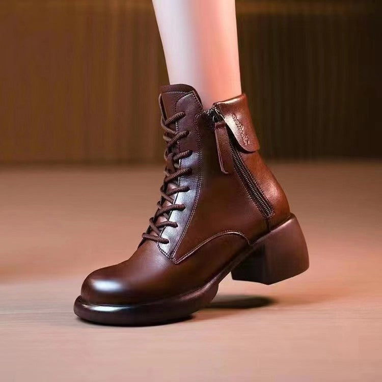 Thick Bottom Solid Color Ankle Boots Women