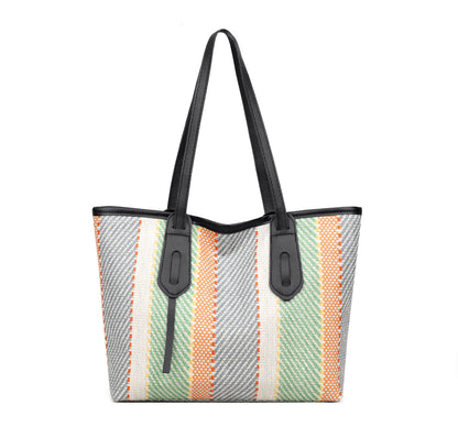 Bag Female Cotton And Linen Stripes Tote Bag Fabric Shoulder Bag