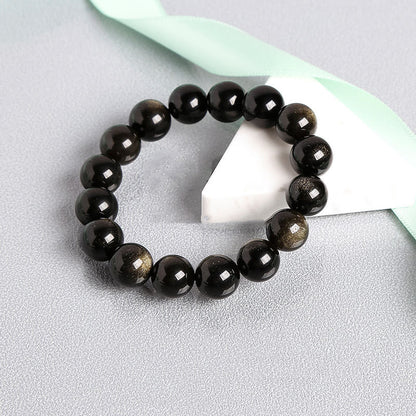 Gold Obsidian Simple Men's Bracelet