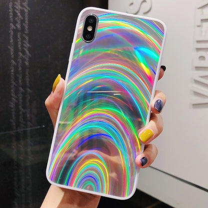 3D Rainbow Glitter Gradient Back Cover Case