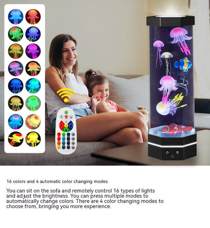 Jellyfish Lava Lamp 17 Colors Changing 15inch Jellyfish Lamp With Remote Control USB Plug-in Bubble Fish Lamp Kids Night Light Creative Projector Lamp Home Decor
