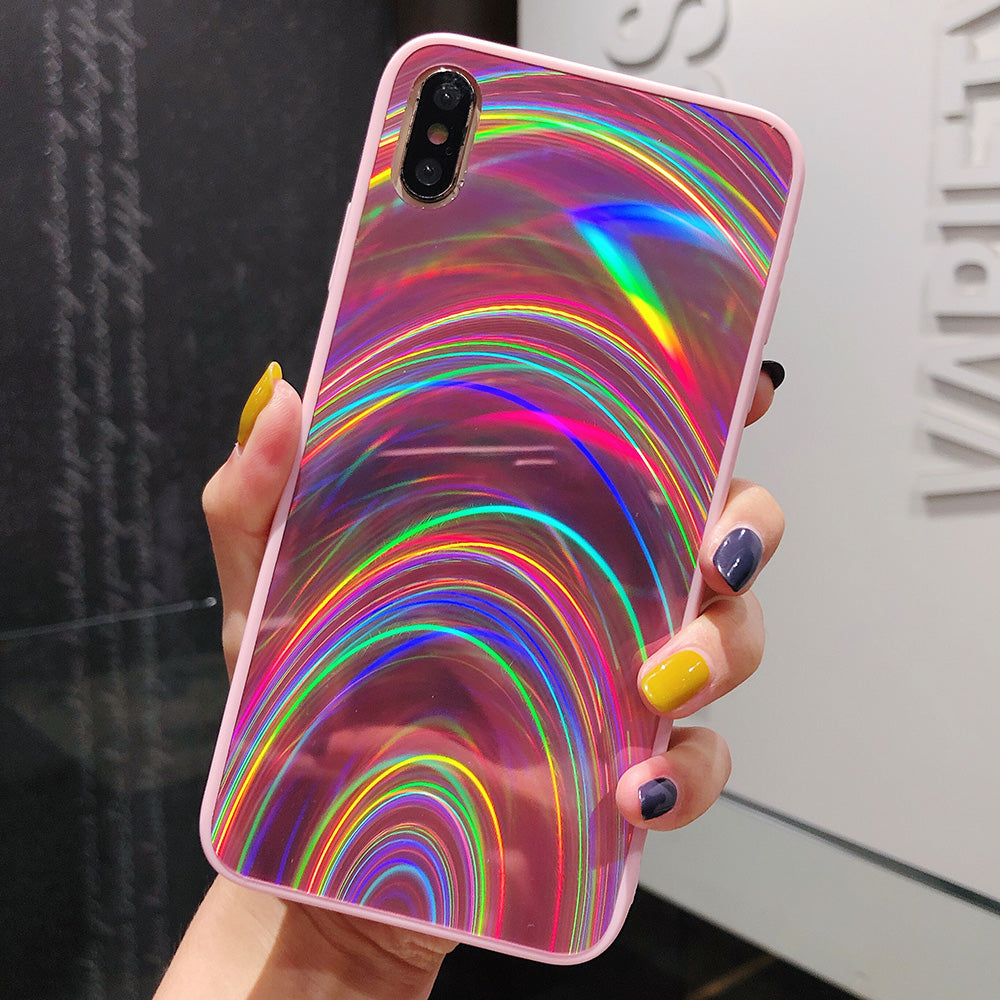 3D Rainbow Glitter Gradient Back Cover Case