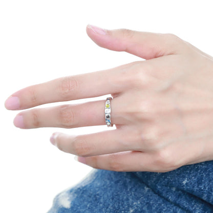 Sterling Silver Rainbow Zircon Fine Ring