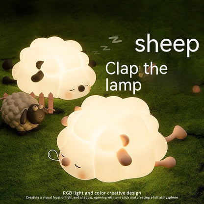 Cute Silicone Night Lights Sheep Cartoon Bedroom Lamp For Children's Room Decor Rechargeable Timing Dimming Sleep Night Light