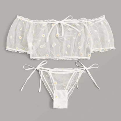 Bowknot strapless underwear set