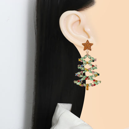 Fashion Christmas Tree Diamond Stud Earrings