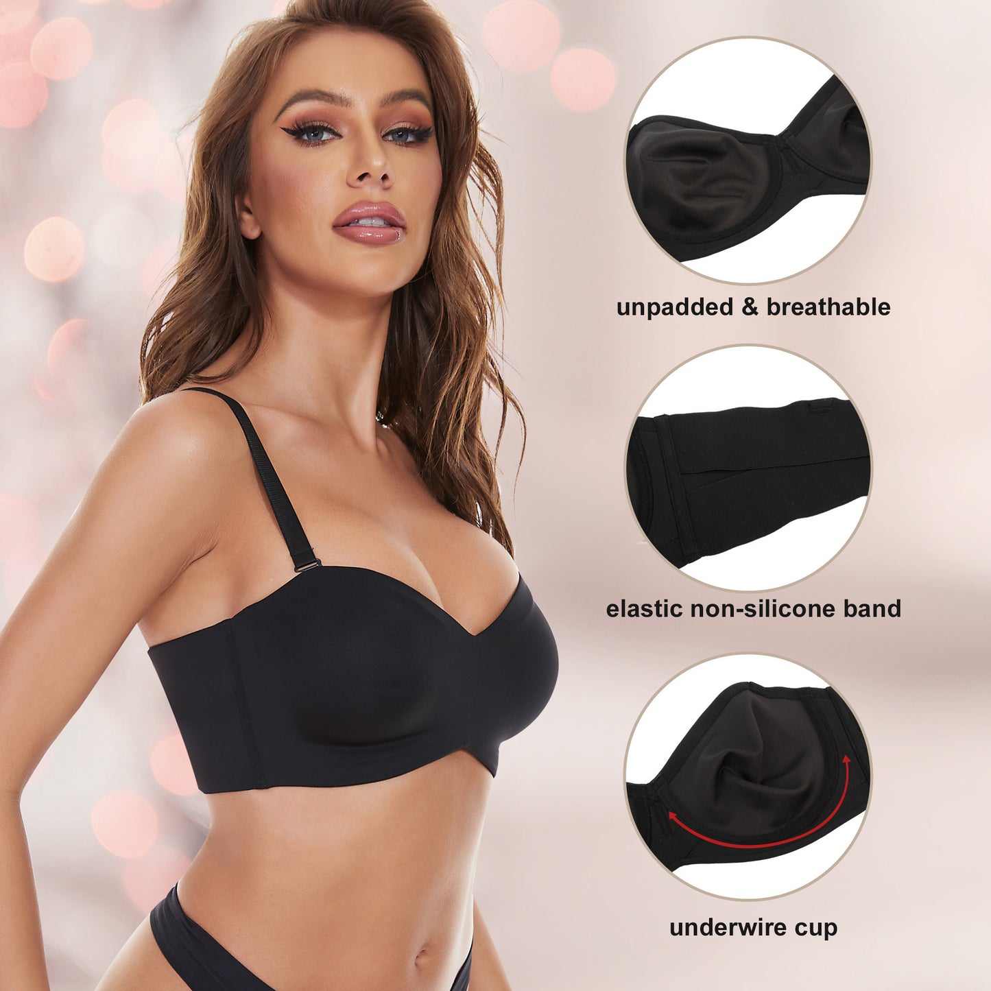 Underwear Seamless Invisible Bra Removable Push Up Thin With Steel Ring