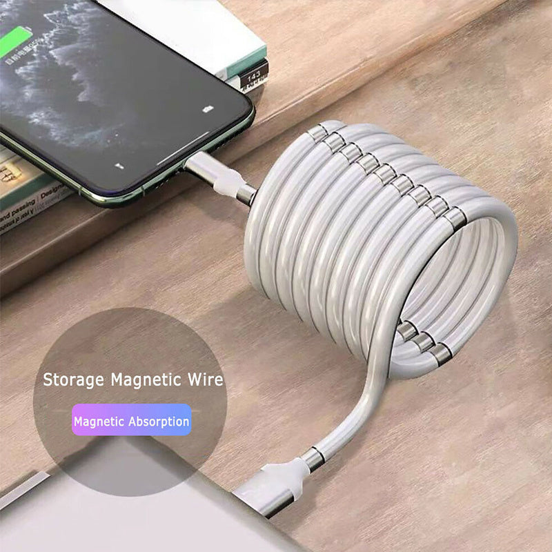 New Magic Rope Magnetic Absorption Data Cable TPE Magnetic Fast Charging Cable For Type-c Retractable Easy Storage