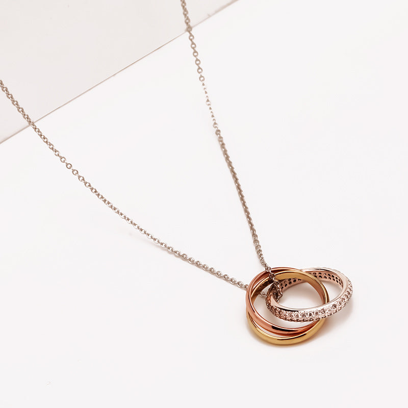 Women's French-style Trinity Ring Necklace