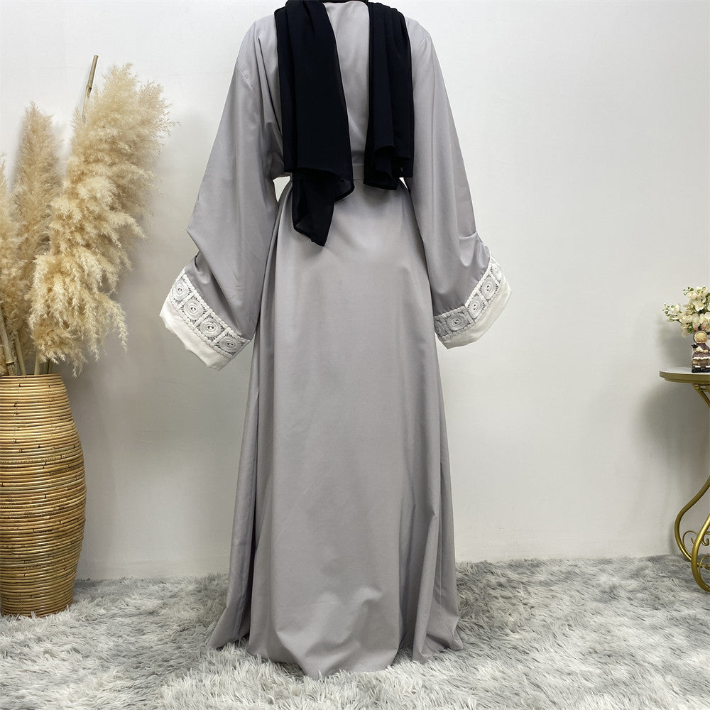 Women's Fashion Patchwork Lace Muslim Robe