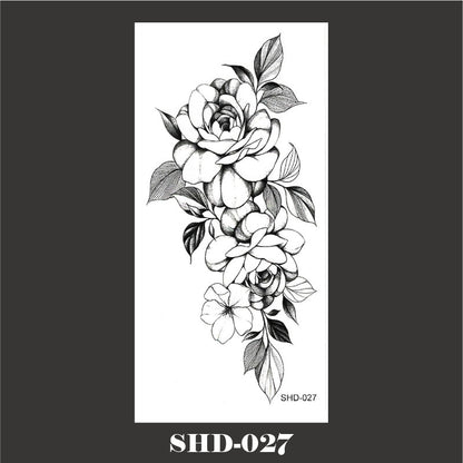 Black And White Sketch Flower Waterproof Tattoo Sticker