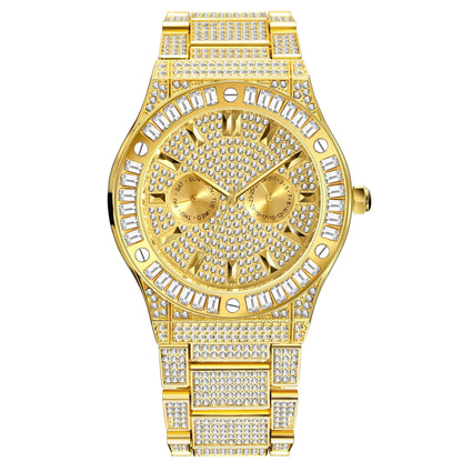 Hip Hop Style Diamond High-end Square Diamond Large Dial Waterproof Men's Quartz Watch