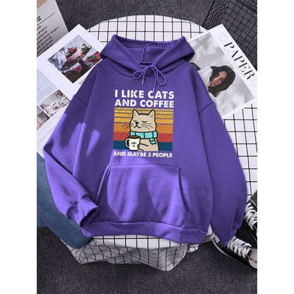 I Like Cats And Coffee Printed Women Hoody