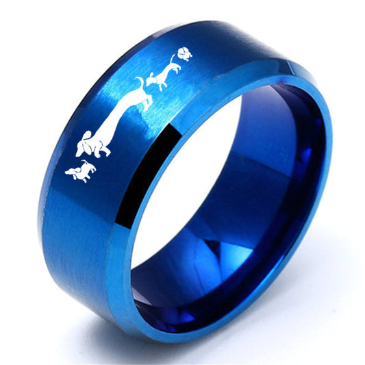 European And American Dachshund Ring Laser Marking Stainless Steel