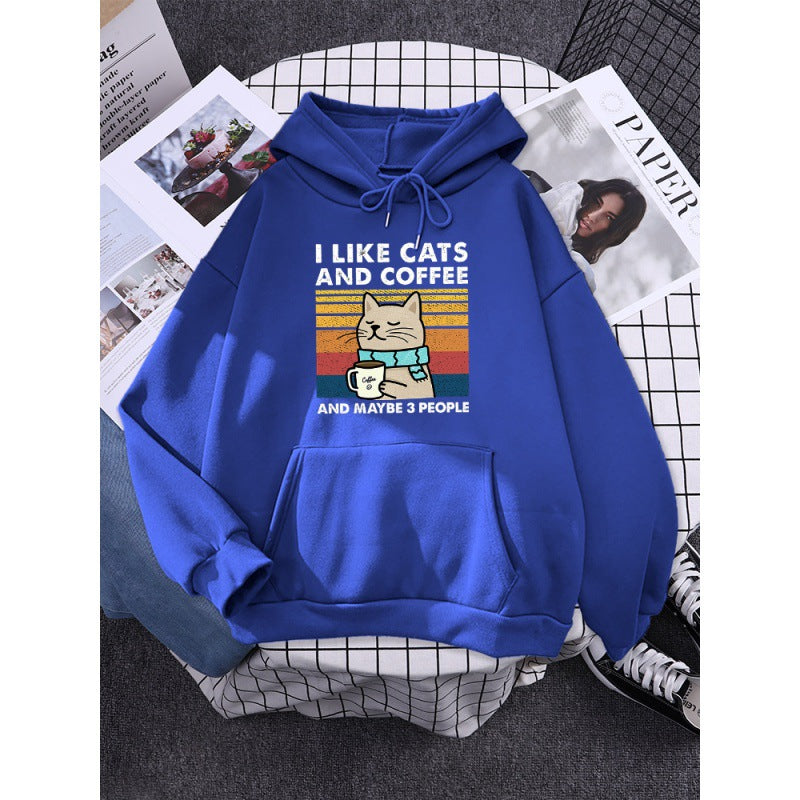 I Like Cats And Coffee Printed Women Hoody