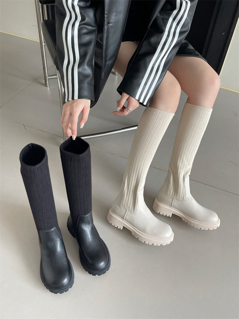 Small Thick Bottom Height Increasing Skinny Elastic Socks Boots