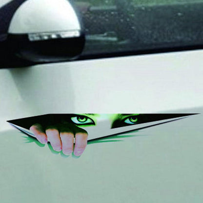 Man, black panther, peek at car sticker