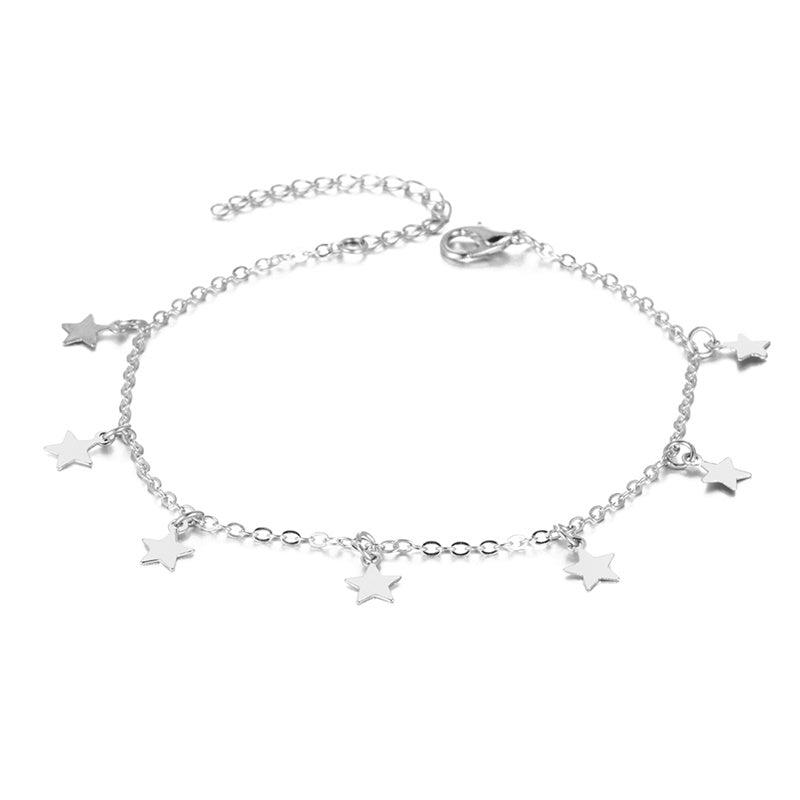 Double-layered anklet Retro beach ball chain heart-shaped anklet