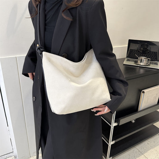 Large Capacity Frosted Suede Fashion Casual Shoulder Underarm Tote Handbag