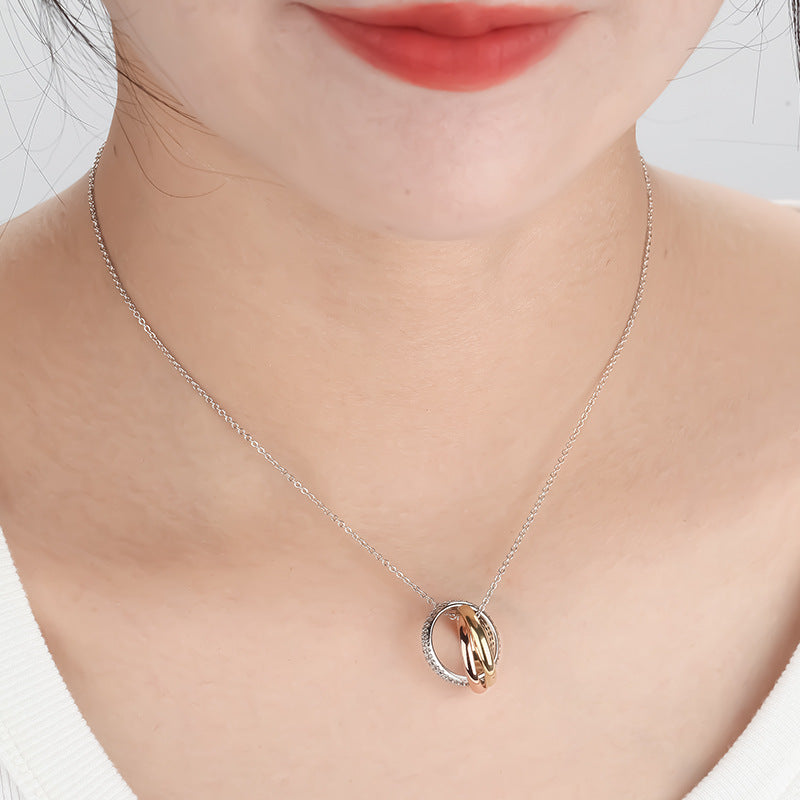 Women's French-style Trinity Ring Necklace