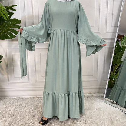 Fashionable Women's Solid Color Patchwork Muslim Dress