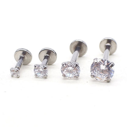 Titanium Steel Zircon Internal Teeth Labret Nose Stud