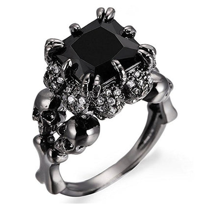 Fashion Black Skull Zircon Ring