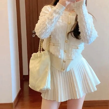 Women's Fashion Coat Short Skirt Set