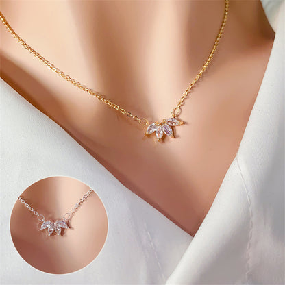 Fashion Jewelry Minimalist Shining Flower Petal Necklace For Women Girls Lotus Flower Pendant Necklace Female Party Anniversary Jewelry Gift