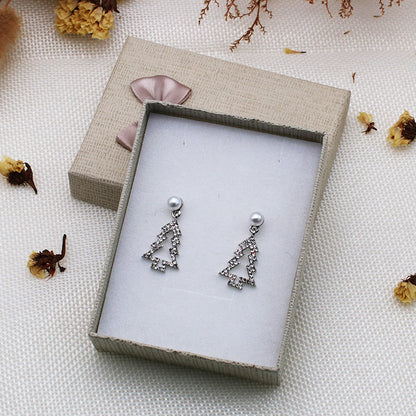 Diamond Christmas Tree Earrings Pearl Fashion Christmas