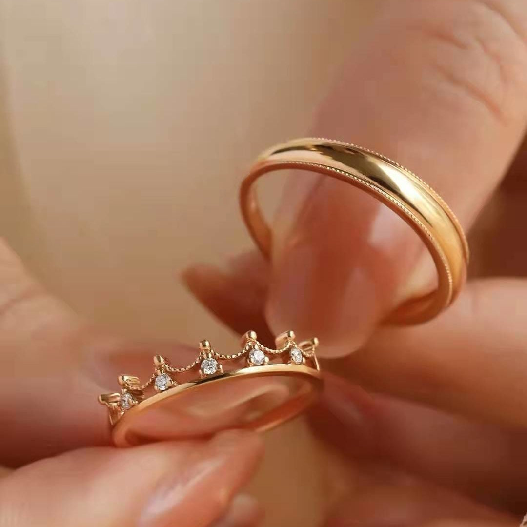 Princess Crown Couple Ring Ins Special-interest Design