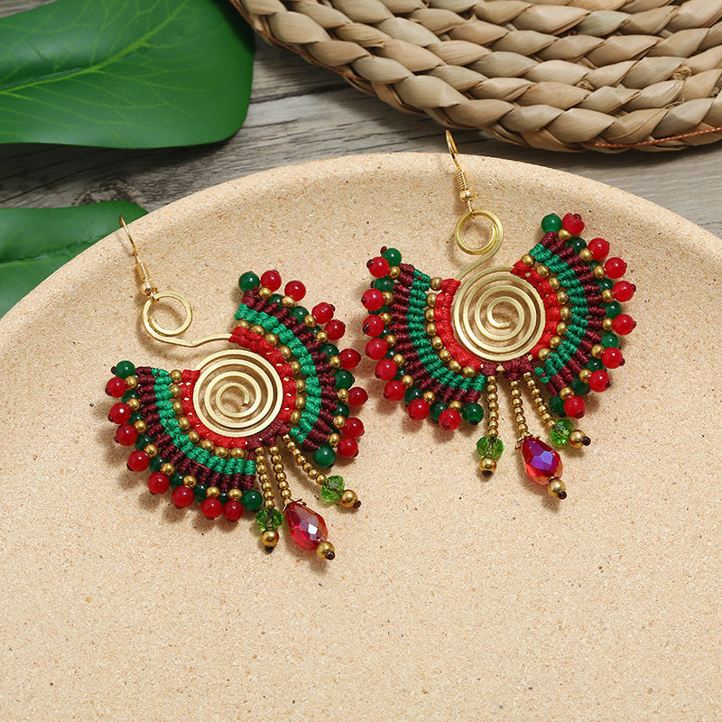 Handmade Weave Vintage Vacation Versatile Temperamental Earrings Women