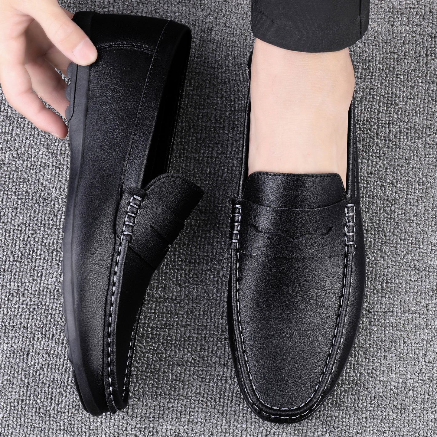 Summer Casual Leather Shoes Driving Flat Fashionable Outdoor Loafers