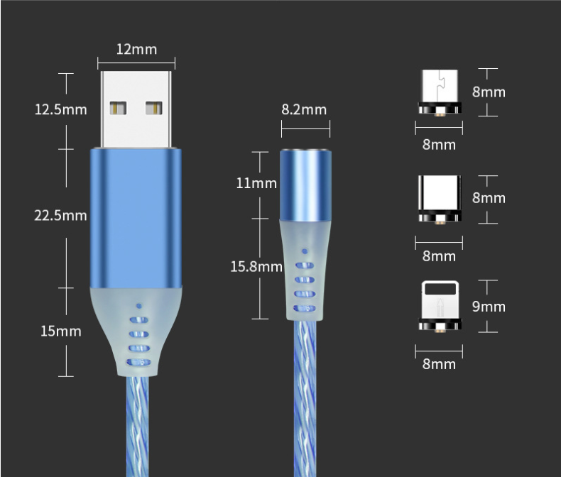 Magnetic Circular Magnetic Streamer Charging Cable