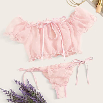 Bowknot strapless underwear set