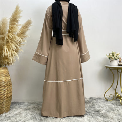 Contrast Striped Cardigan Muslim Robe