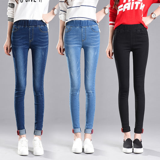 Plus-size elasticized waist jeans