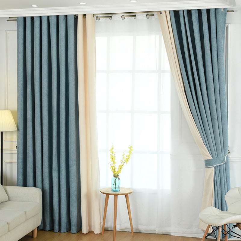 Factory direct stitching simple solid chenille curtain high shading curtain finished living room bedroom curtains