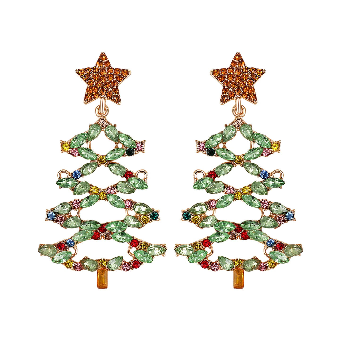 Fashion Christmas Tree Diamond Stud Earrings
