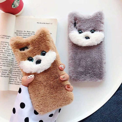 Plush dog phone case soft case